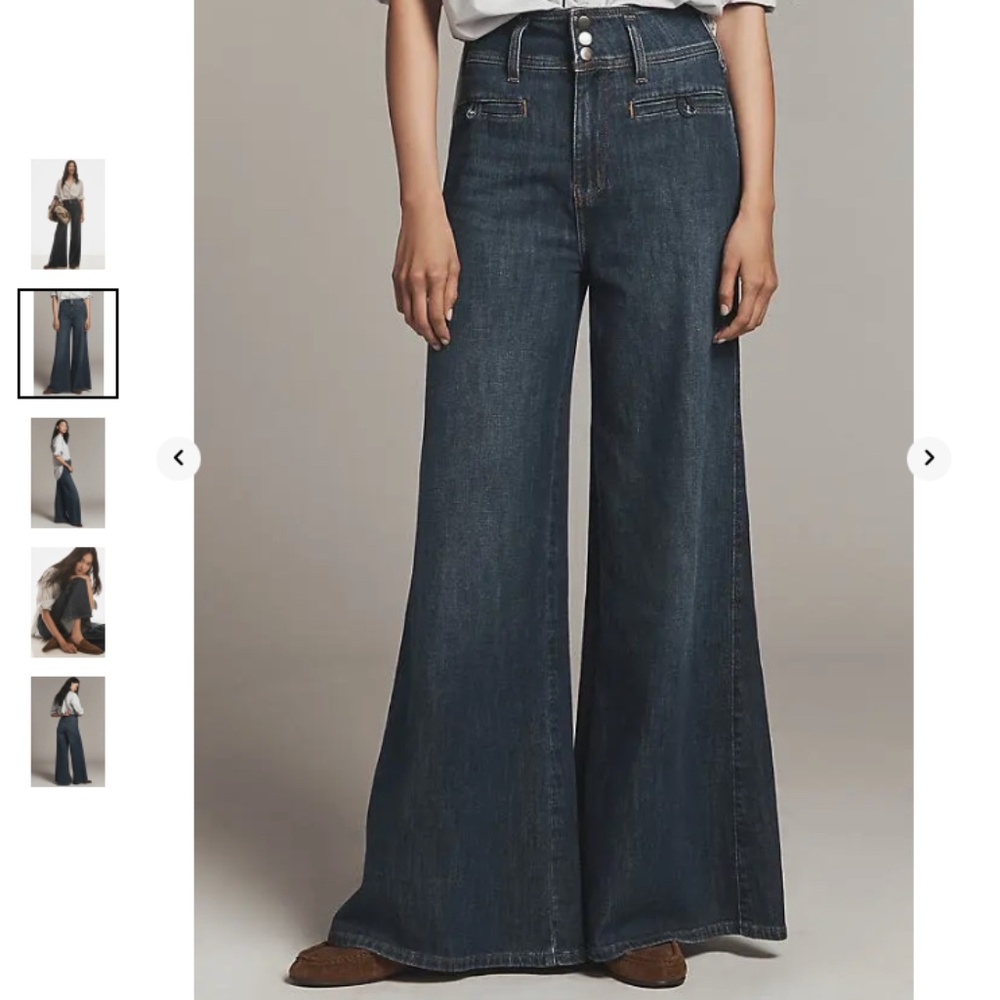 Pilcro Triple Button Full Length Wide Leg Trouser Jeans Size 31